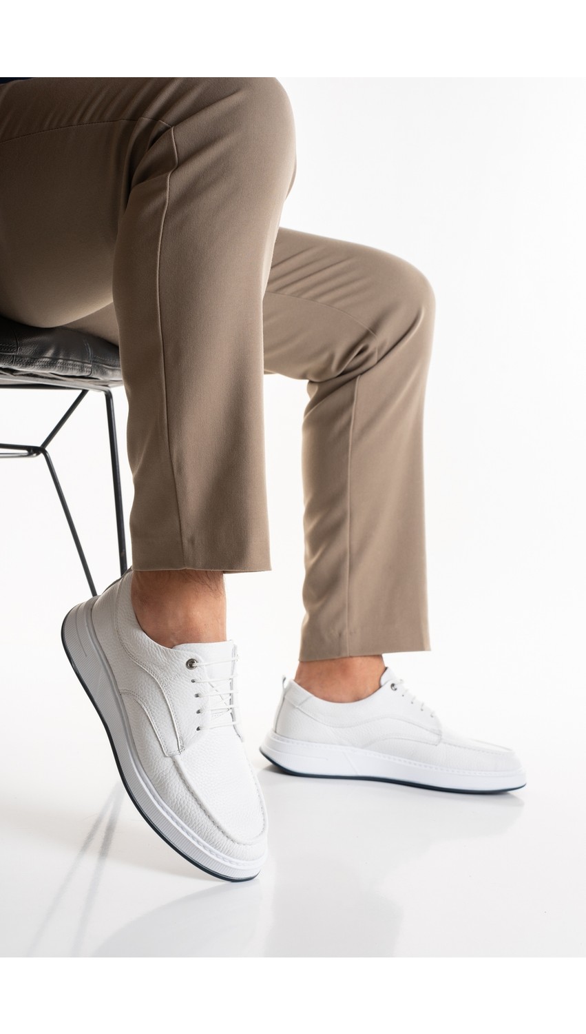 Fame Step Erkek Hakiki Deri Günlük Ayakkabı Modern Casual Kalın Taban Bağcıklı Bologna görsel 7