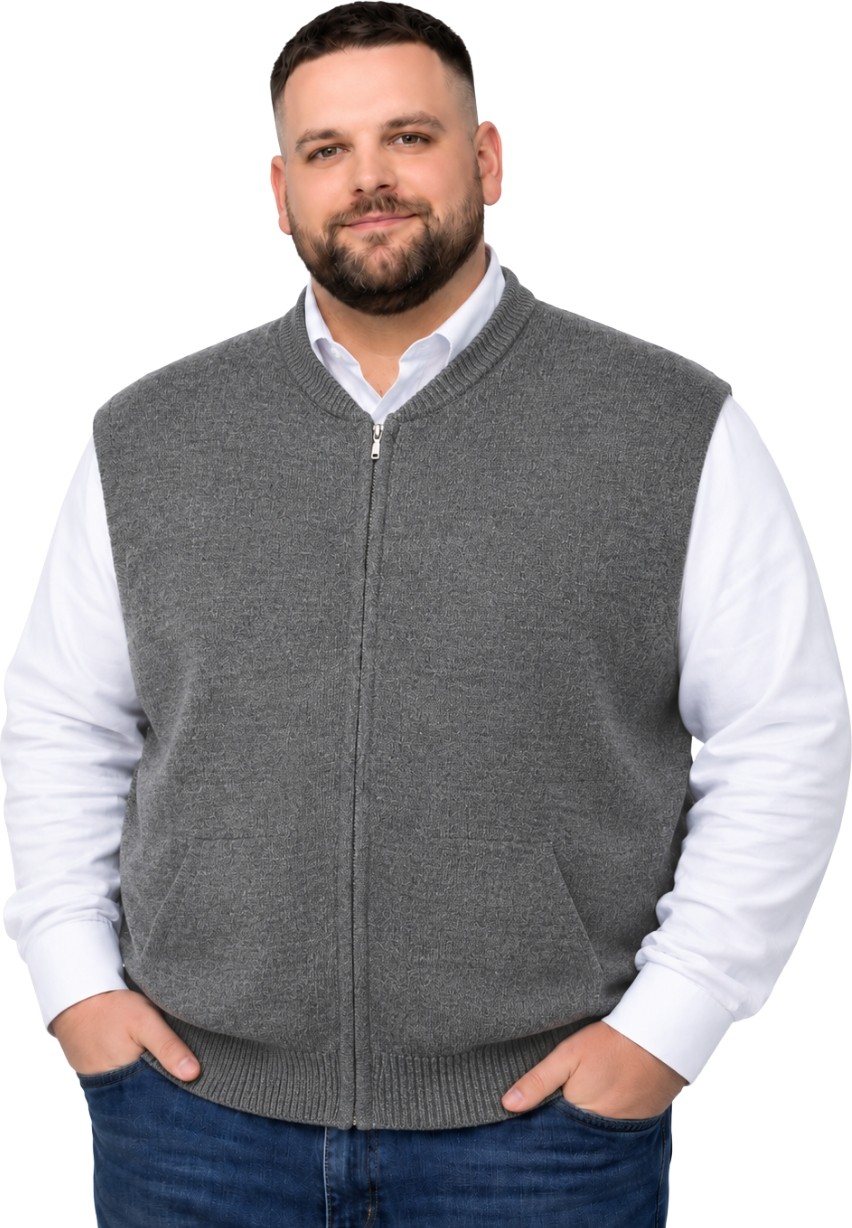Battal Moda Erkek Büyük Beden Lacivert Hattush Cepli Fermuarlı Yelek 5xl-6xl-7xl-8xl görsel 7