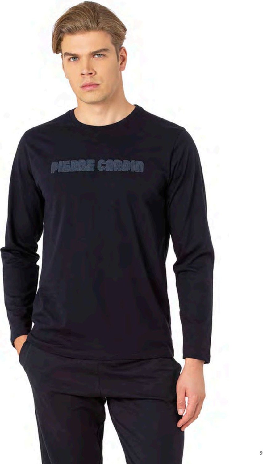 Pierre Cardin 6093 Erkek Uzun Kollu Bisiklet Yaka Pijama Takımı-Lacivert