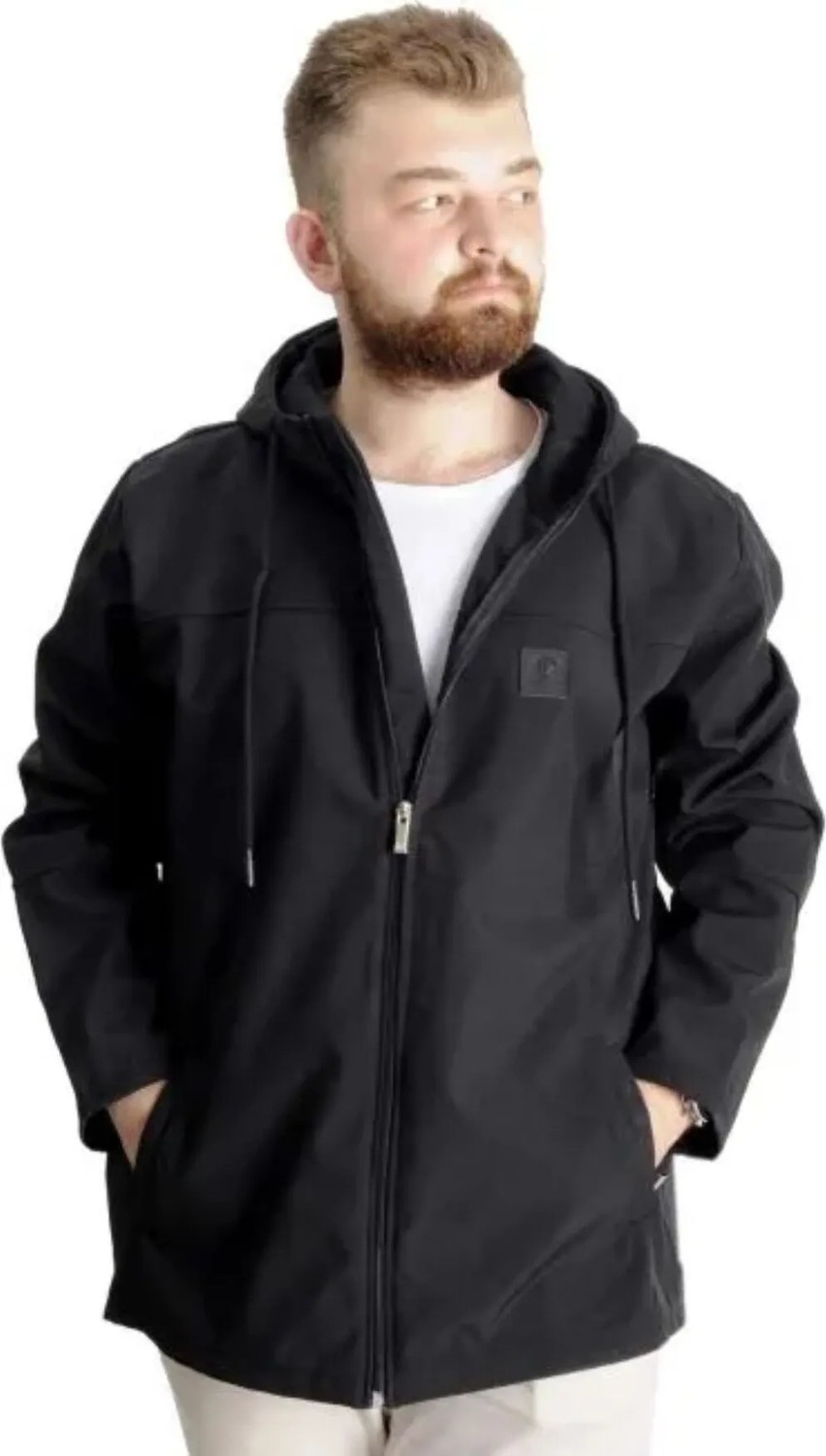 ModeXL Erkek Softshell Parcalı Kapsonlu Mont 21235 Siyah