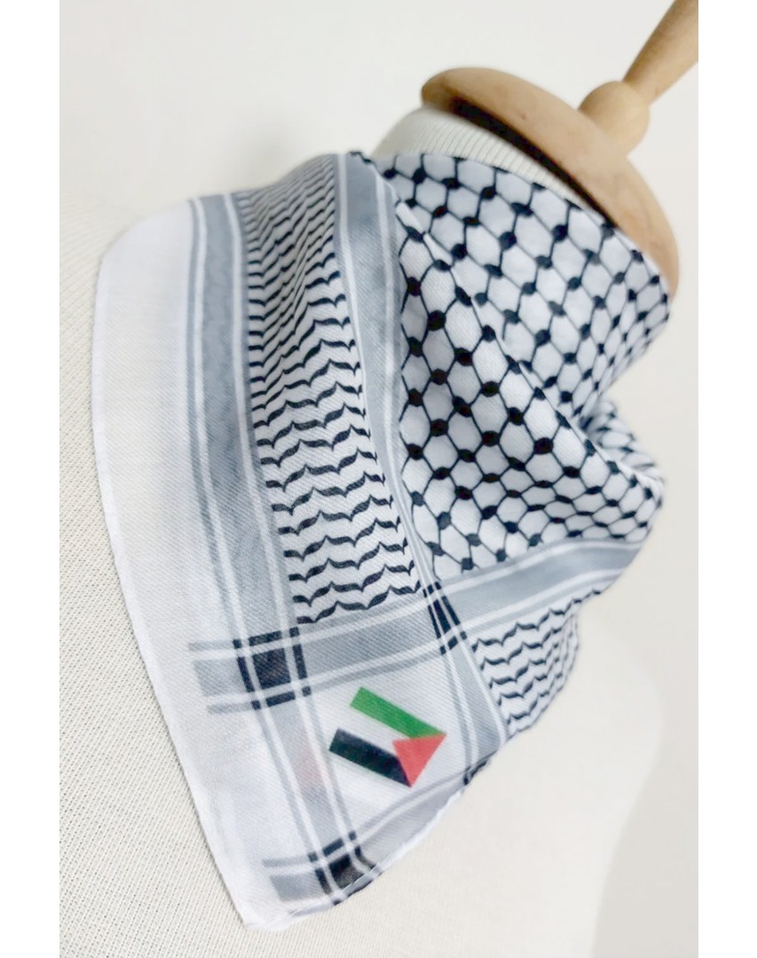 Flora Tekstil Filistin Bayrak Çizgili Filistin Şal Kefiye Küçük Filistin Bayraklı Fular Saçaksızlı Unisex görsel 7