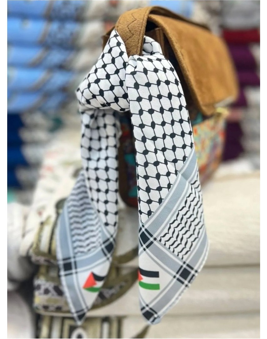 Flora Tekstil Filistin Bayrak Çizgili Filistin Şal Kefiye Küçük Filistin Bayraklı Fular Saçaksızlı Unisex görsel 8