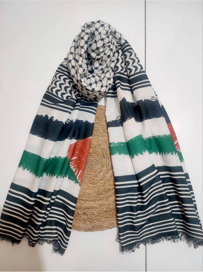 İstanbul Style Moda Unisex Günlük Kullanıma Uygun Puşi Şal Kefiye Filistin Bayrak Fular AFL2364 görsel 5