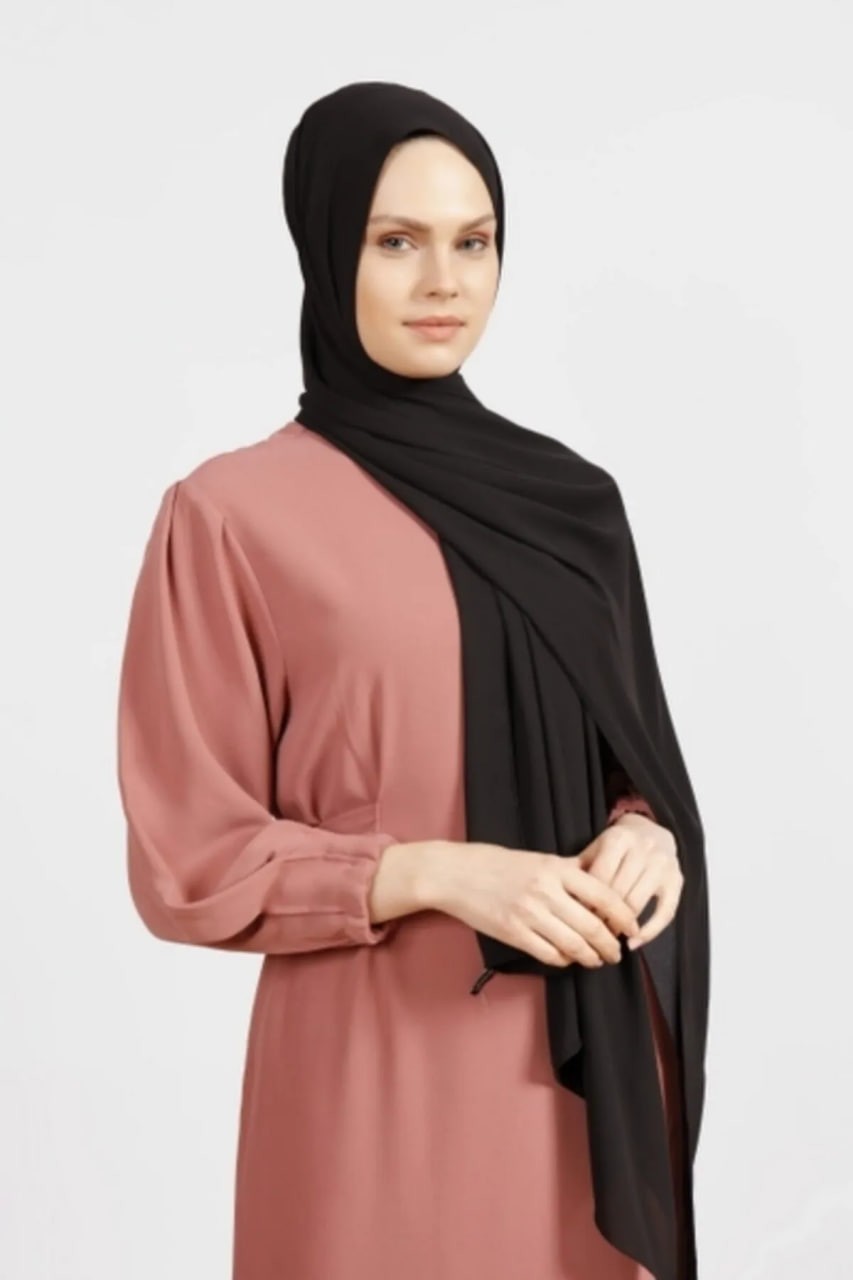 Flora Tekstil Krep Şifon Şal Siyah 180X 75 FLR241433