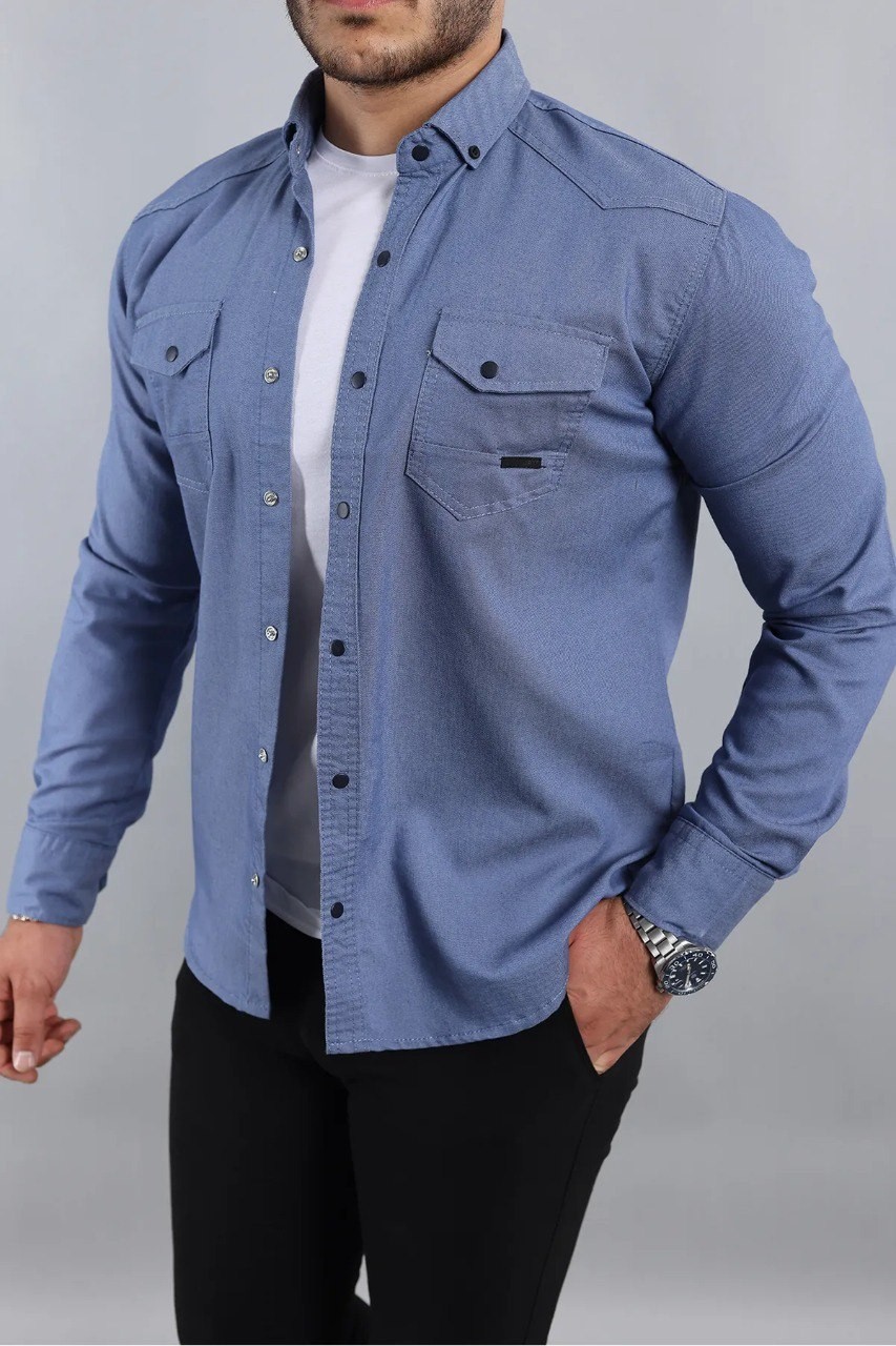 Comstar Erkek Slim Fit Çift Cepli Kot Gömlek