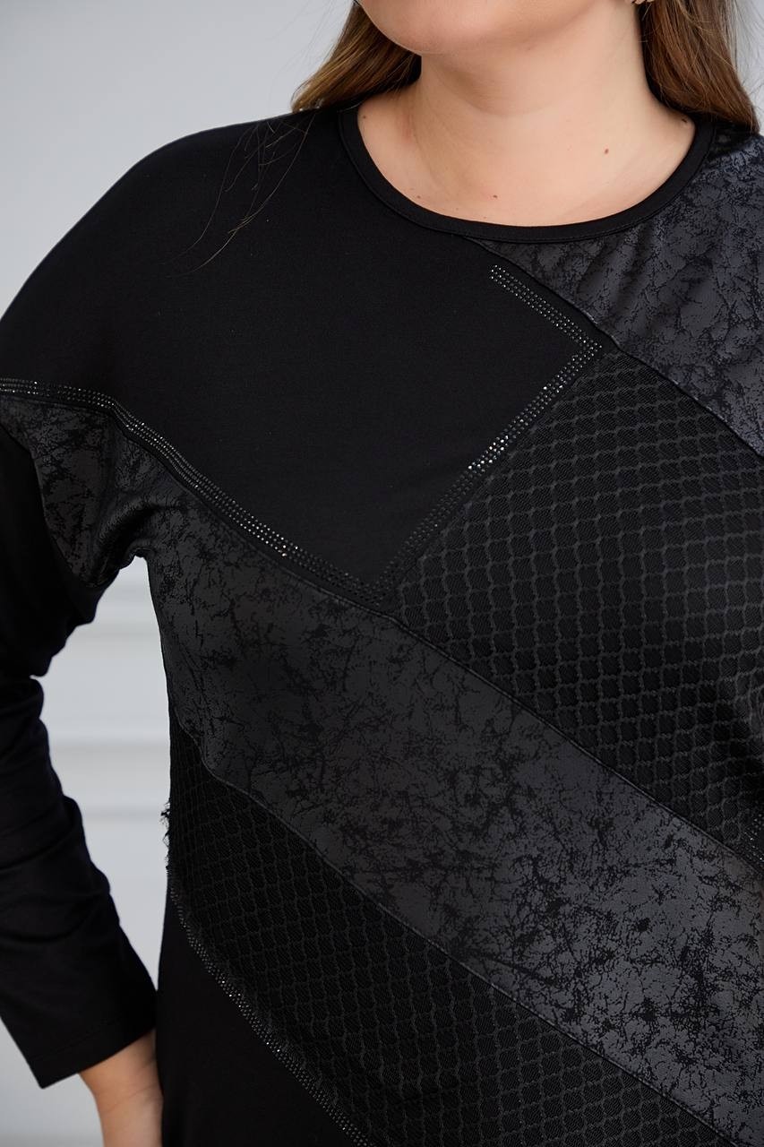 Wearon Kadın Büyük Beden Bisiklet Yaka Şık Detaylı Bluz görsel 5