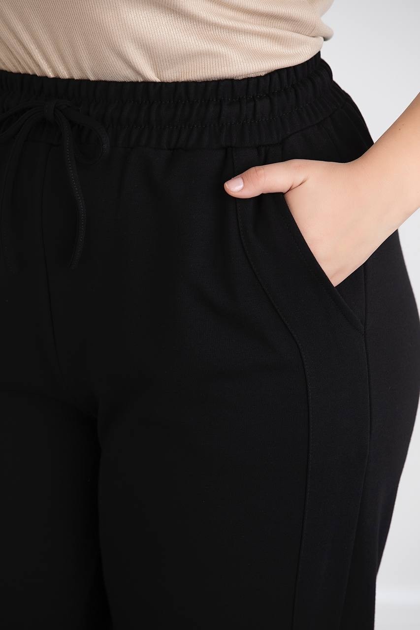 Wearon Kadın Büyük Beden Kristal Kumaş Beli Lastikli Pantolon görsel 5