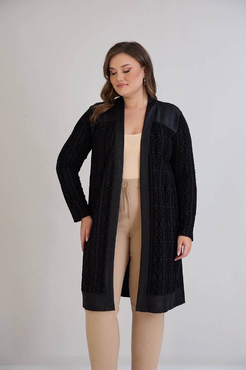 Wearon Kadın Motif Desenli Kristal Kumaş Büyük Beden Üst Düzey Hırka