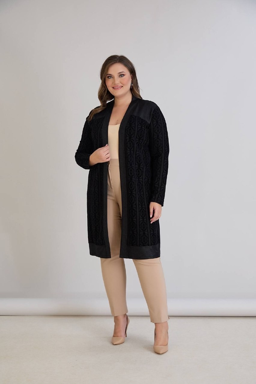 Wearon Kadın Motif Desenli Kristal Kumaş Büyük Beden Üst Düzey Hırka görsel 2