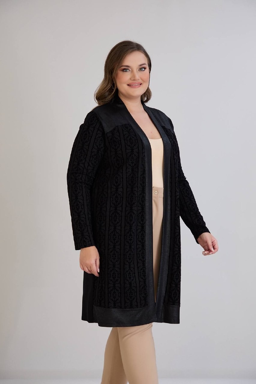 Wearon Kadın Motif Desenli Kristal Kumaş Büyük Beden Üst Düzey Hırka görsel 4