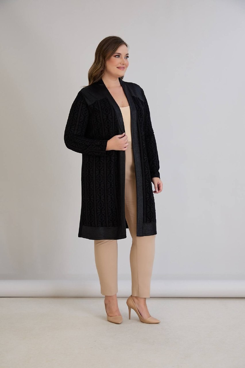Wearon Kadın Motif Desenli Kristal Kumaş Büyük Beden Üst Düzey Hırka görsel 7