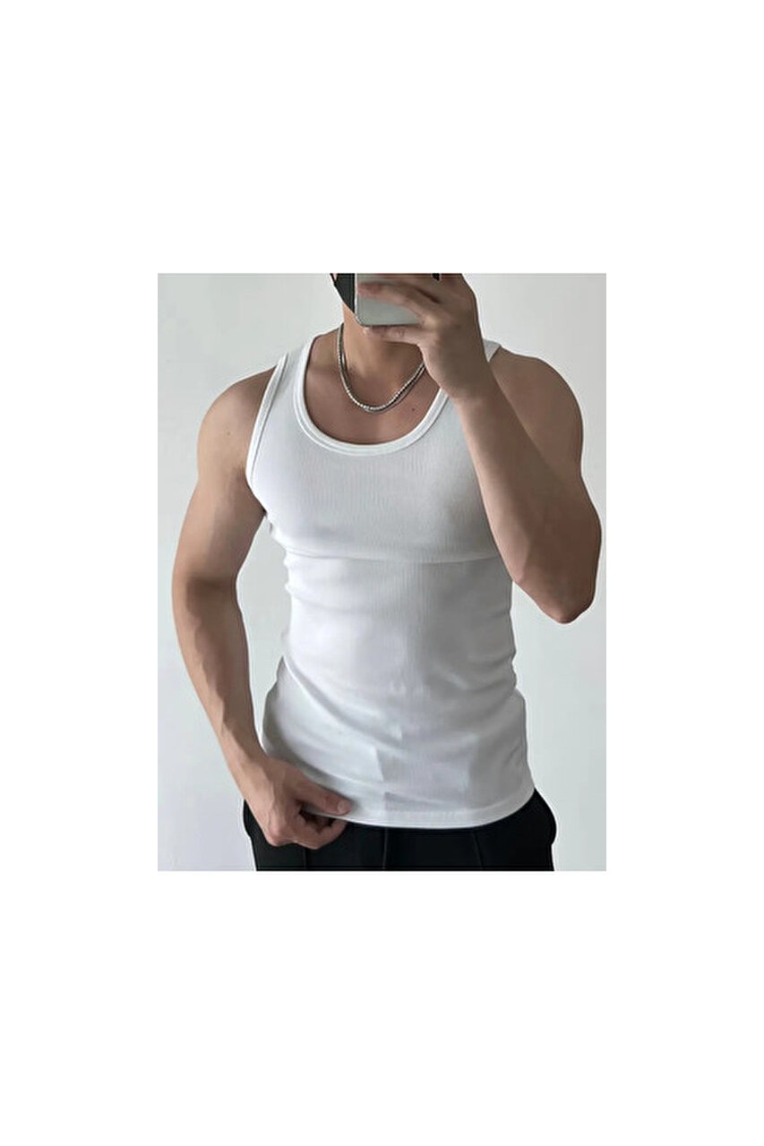 Riowela Erkek Halter Yaka Sporcu Likralı Atlet 3 lü Paket görsel 7