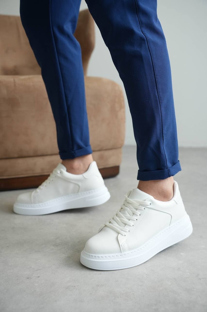 Zapatos Kb-B2 Erkek Günlük Bağcıklı Cilt Spor Sneaker Ayakkabı Cbt - Beyaz