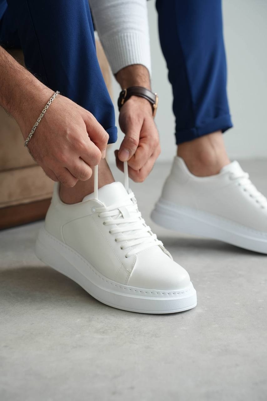 Zapatos Kb-B2 Erkek Günlük Bağcıklı Cilt Spor Sneaker Ayakkabı Cbt - Beyaz görsel 3