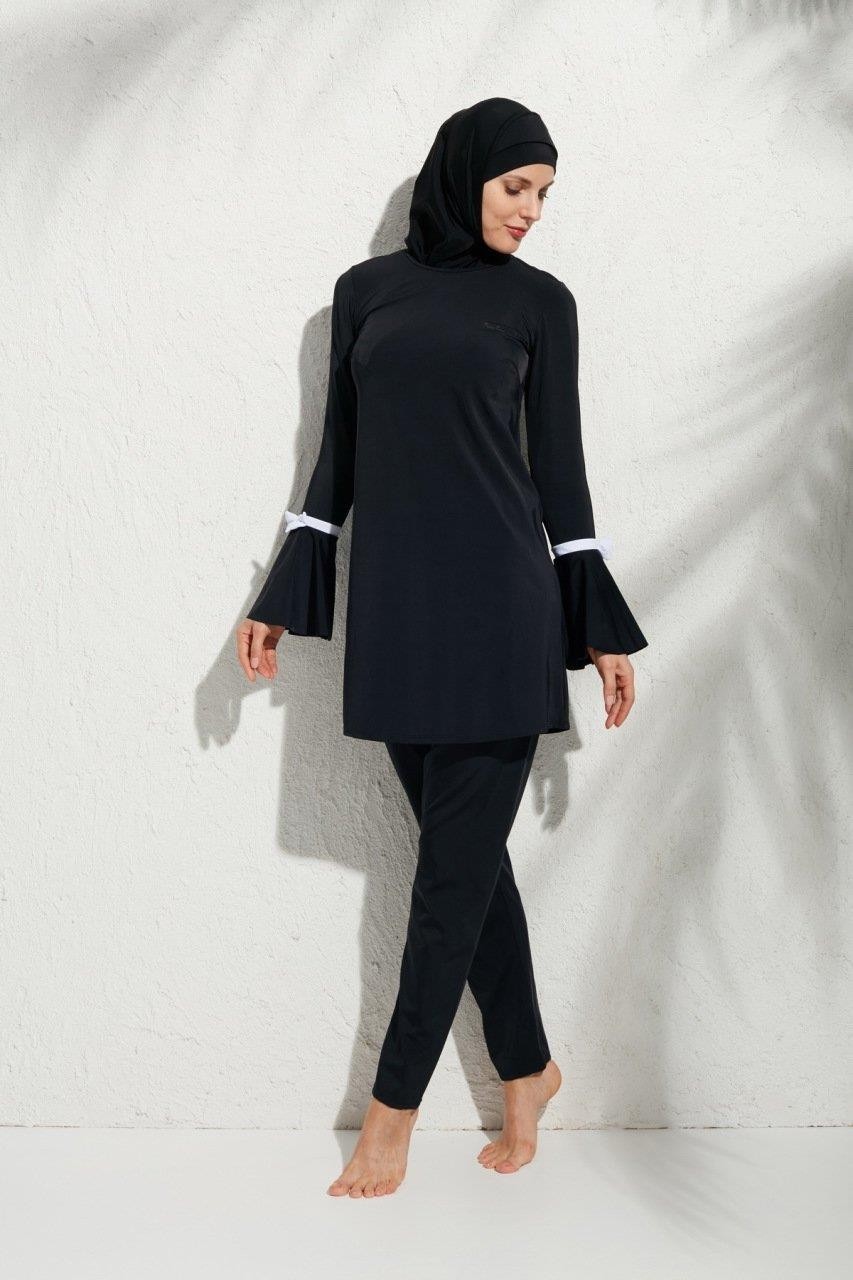 Yeni Pierre Cardin 191934 Uzunkollu Kolu Volanlı Tesettür Mayo görsel 3