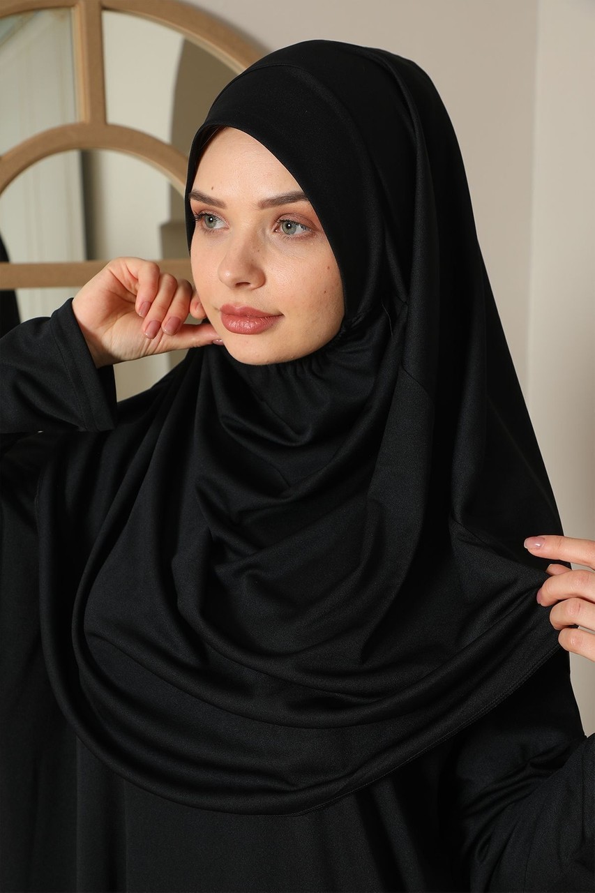Medipek Yandan Bağlamalı Namaz Elbisesi Siyah görsel 8