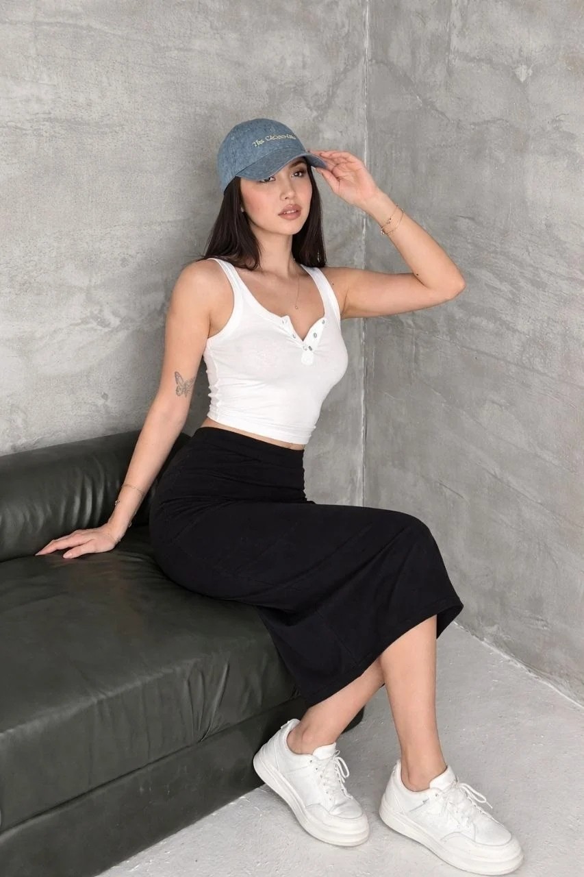 Cey Moda Kadın Arka Yırtmaçlı Midi Boy Kalem Etek görsel 5