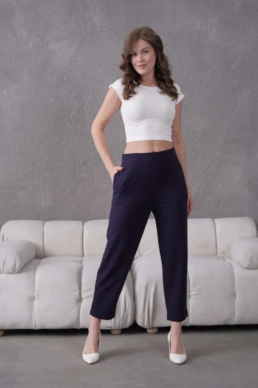 Muzotex Ithal Krep Kumaş Şalvar Model Cepli Balon Pantolon