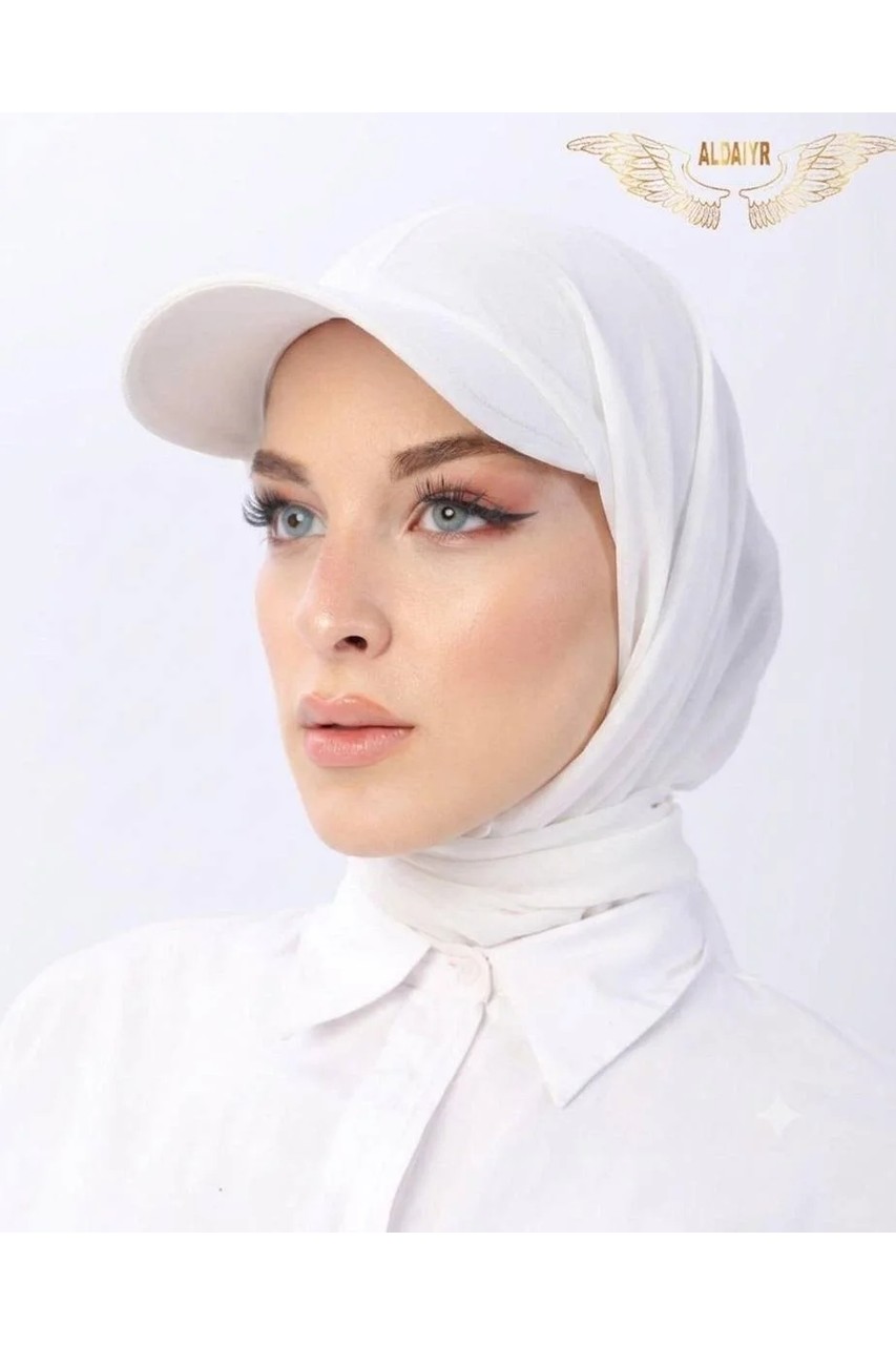 ALDAIYR Şapkalı Boneli Hazır Şal Hijab Sandy görsel 7