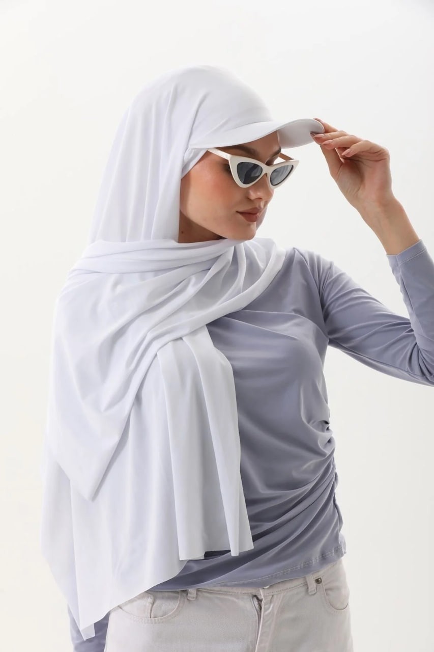 ALDAIYR Şapkalı Boneli Hazır Şal Hijab Sandy görsel 4