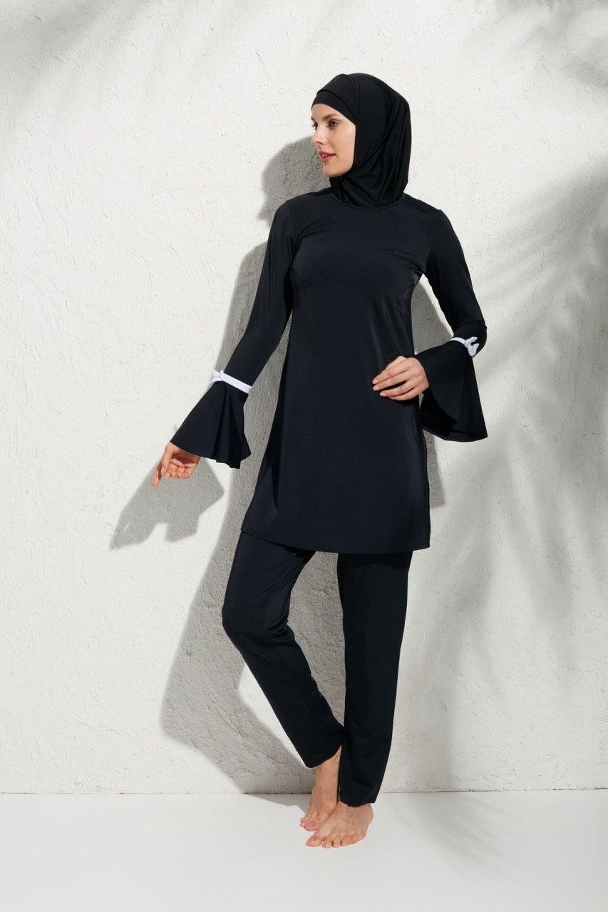 Yeni Pierre Cardin 191934 Uzunkollu Kolu Volanlı Tesettür Mayo görsel 2