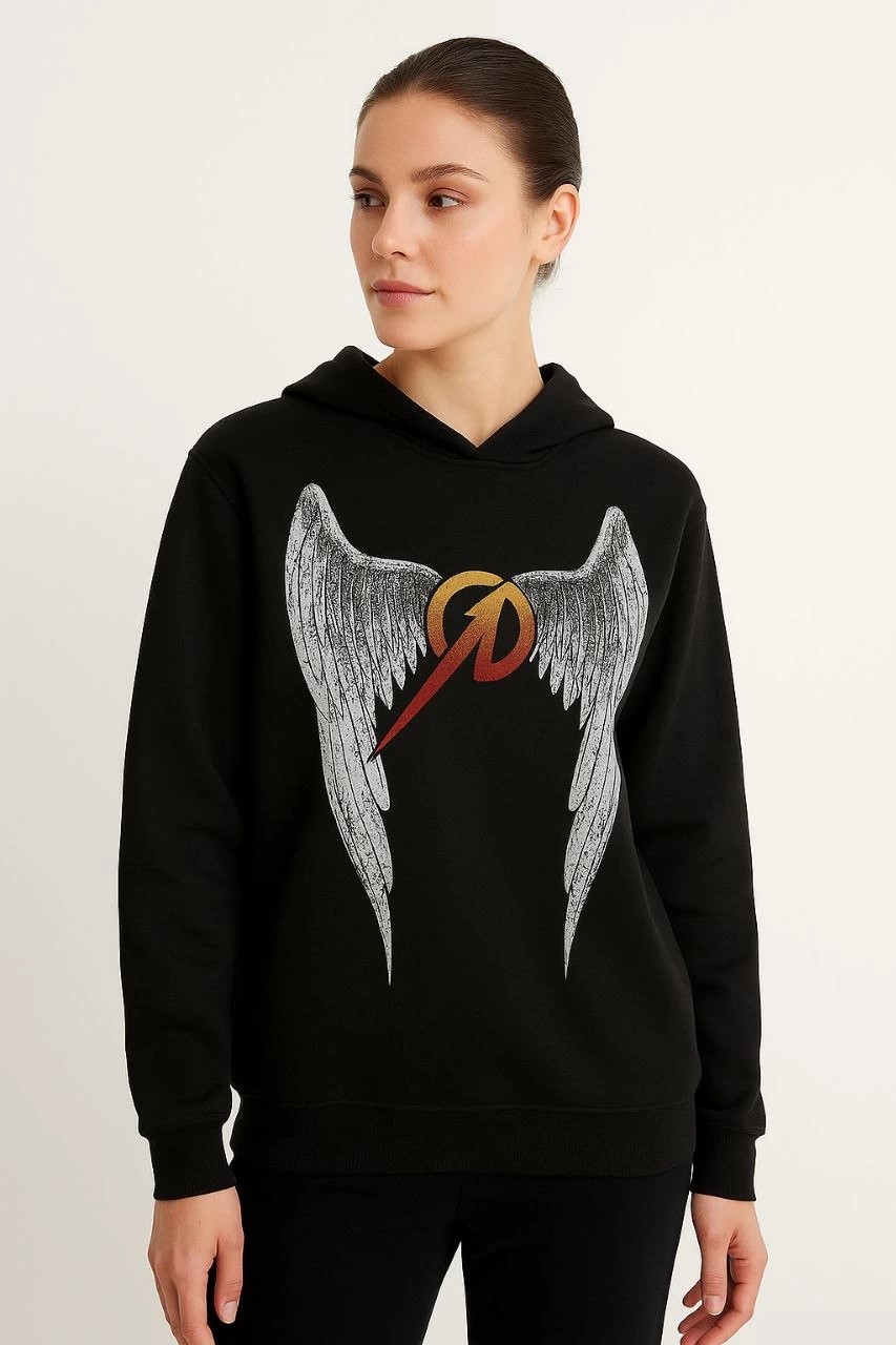 Tarz Yeri Metallica Iki Iplik Kapüşonlu Ön ve Arka Baskılı Hoodie - Siyah