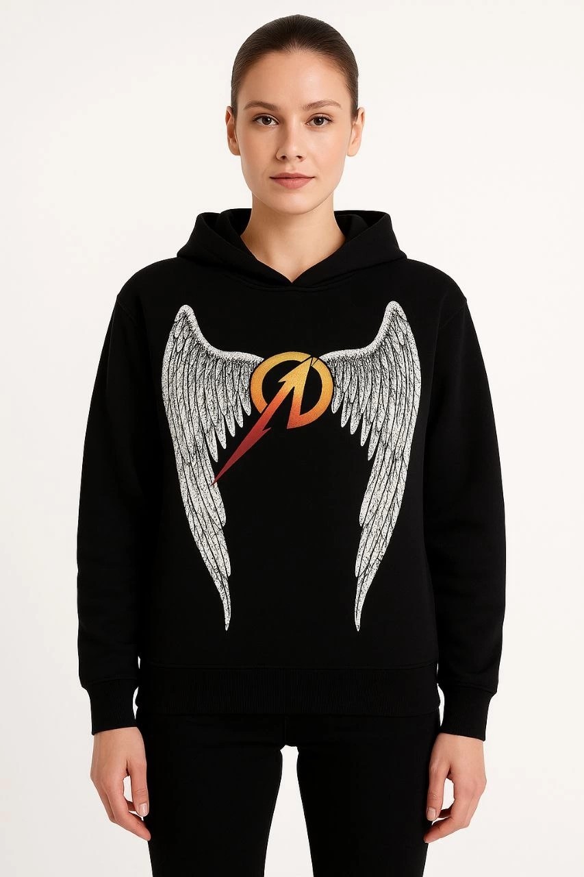 Tarz Yeri Metallica Iki Iplik Kapüşonlu Ön ve Arka Baskılı Hoodie - Siyah görsel 2