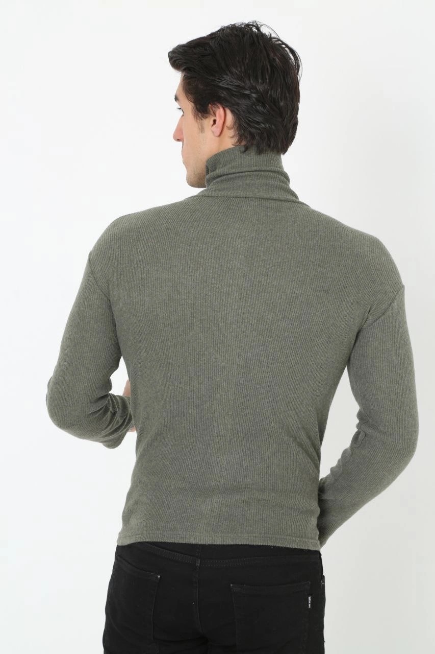 Tarz Yeri Erkek Fitilli Kaşkorse Kumaş Boğazlı Full Likralı Slimfit Body - Haki görsel 4