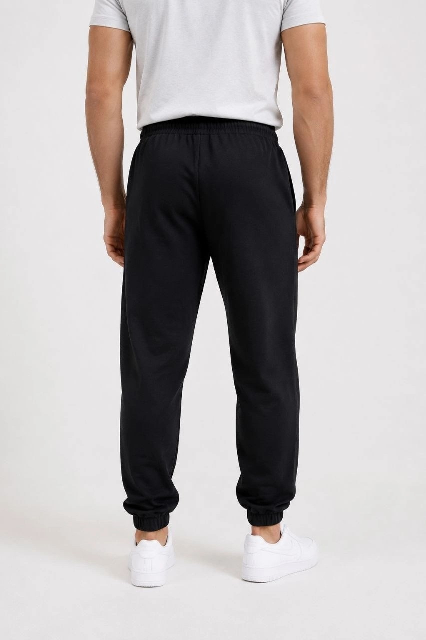 Hace Bazaar Erkek Iki Iplik Beli Lastikli Bağcıklı Regular Fit Jogger Eşofman Altı - Siyah -Hcb görsel 3