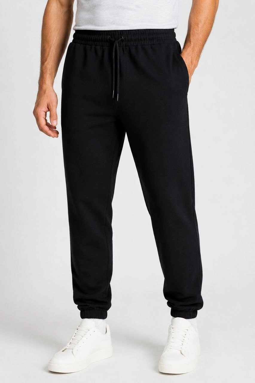 Hace Bazaar Erkek Iki Iplik Beli Lastikli Bağcıklı Regular Fit Jogger Eşofman Altı - Siyah -Hcb görsel 5