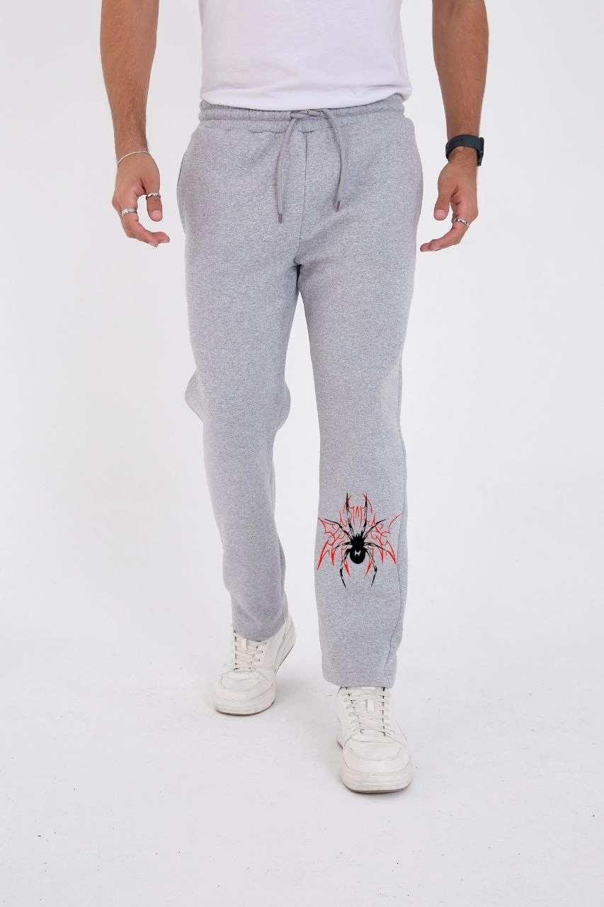 Hace Bazaar Erkek Üç Iplik Baskılı Eşofman Pantolon - Gri -Hcb görsel 4
