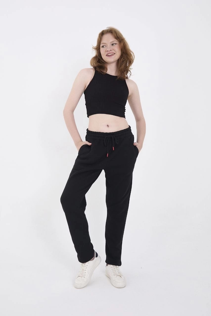 Hace Bazaar Üç Iplik Basic Eşofman Pantolon - Siyah -Hcb görsel 2