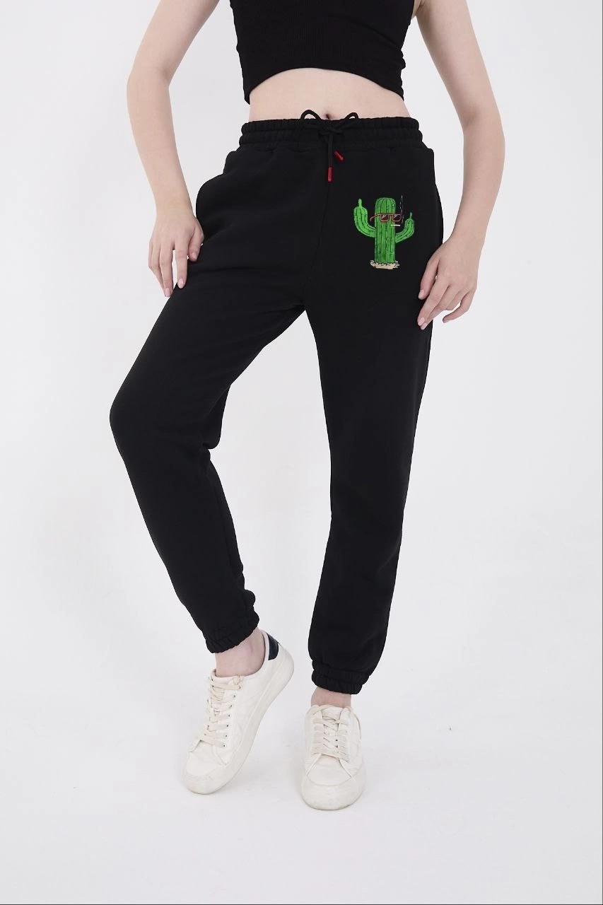MidasTech Lastikli Baskılı Eşofman Pantolon - Siyah
