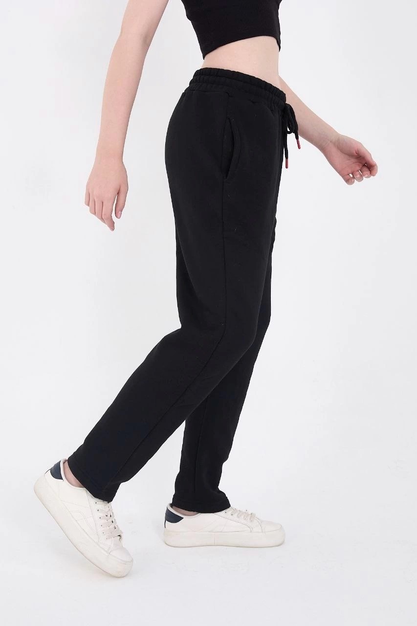 MidasTech Oversize Boru Paça Baskılı Eşofman Pantolon - Siyah görsel 4