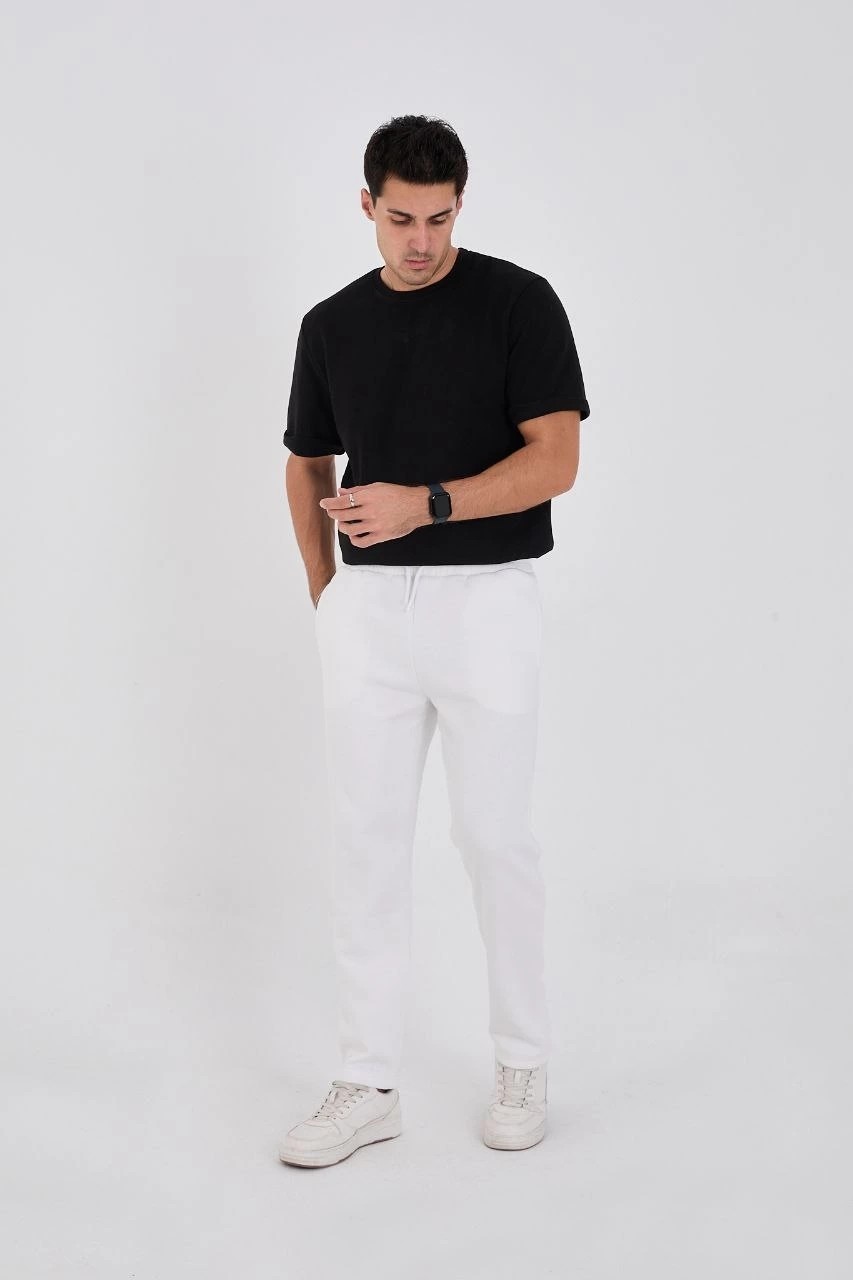 Marsilyan Erkek Üç Iplik Basic Eşofman Pantolon - Beyaz görsel 2