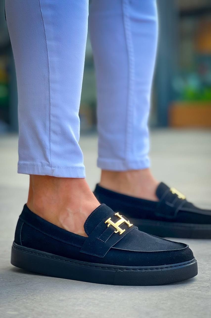 Zerenyus ZRK-X027 Premium Siyah Süet H Tokalı Bağcıksız Erkek Loafer görsel 3