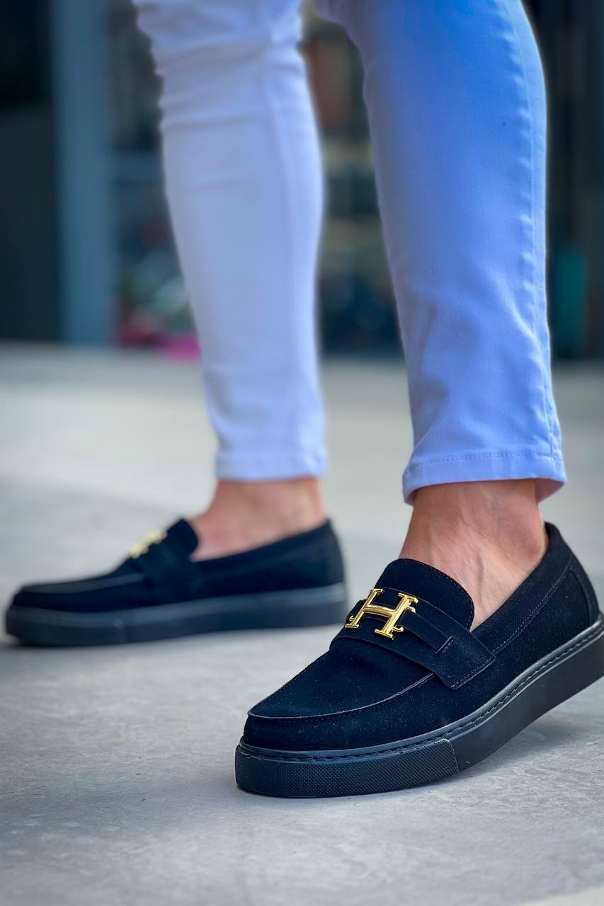 Zerenyus ZRK-X027 Premium Siyah Süet H Tokalı Bağcıksız Erkek Loafer görsel 4
