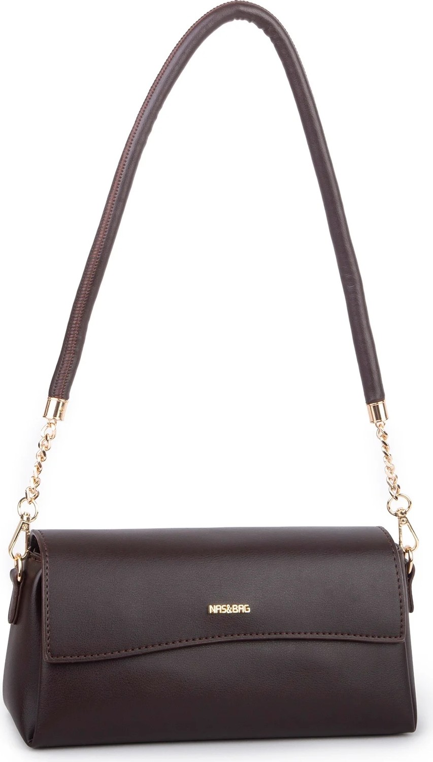Nas Bag Kadın Sade Şık Omuz ve Çapraz Çanta (En 24 cm ;boy 12 cm ) Kahverengi görsel 2
