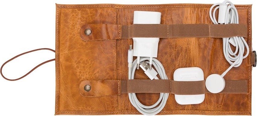 BloominBag Torino Tech Roll Sandy Mocca Hakiki Deri Kablo & Şarj Düzenleyici görsel 2