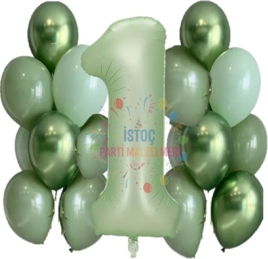 Feyza Design Yetişkin ve Çocuklar Için Yeşil Rakam ve Balon Seti 1 Yaş