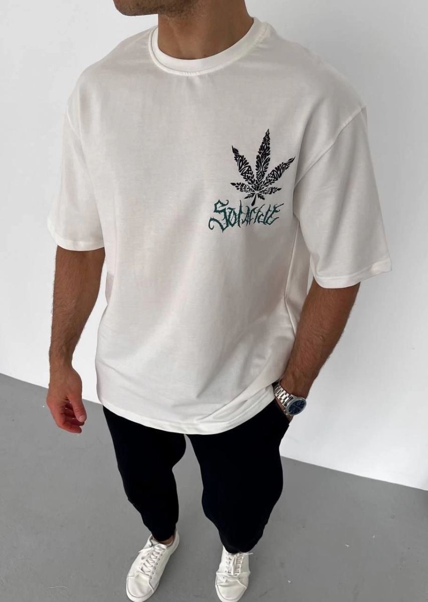 Fantastik Store Erkek Baskılı T-Shirt Kısa Kol Bisiklet Yaka Regular Fit Rahat Kalıp Günlük Tişört - Beyaz