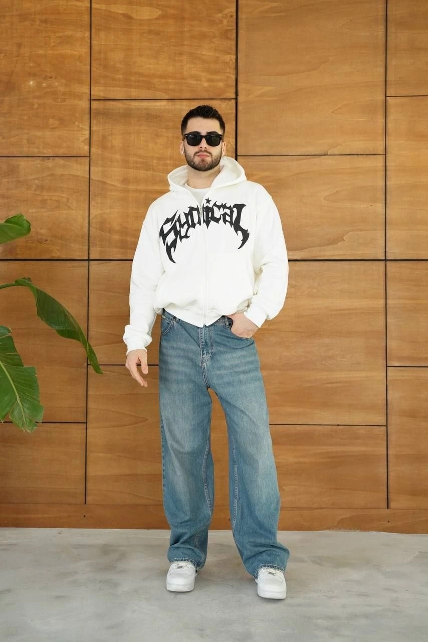 Kapüşonlu Sweatshirt Hoodie - Beyaz görsel 4