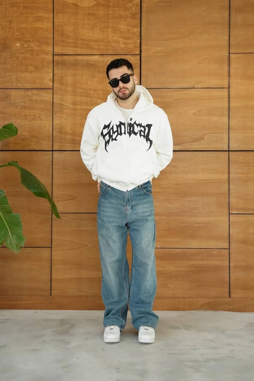 Kapüşonlu Sweatshirt Hoodie - Beyaz görsel 5