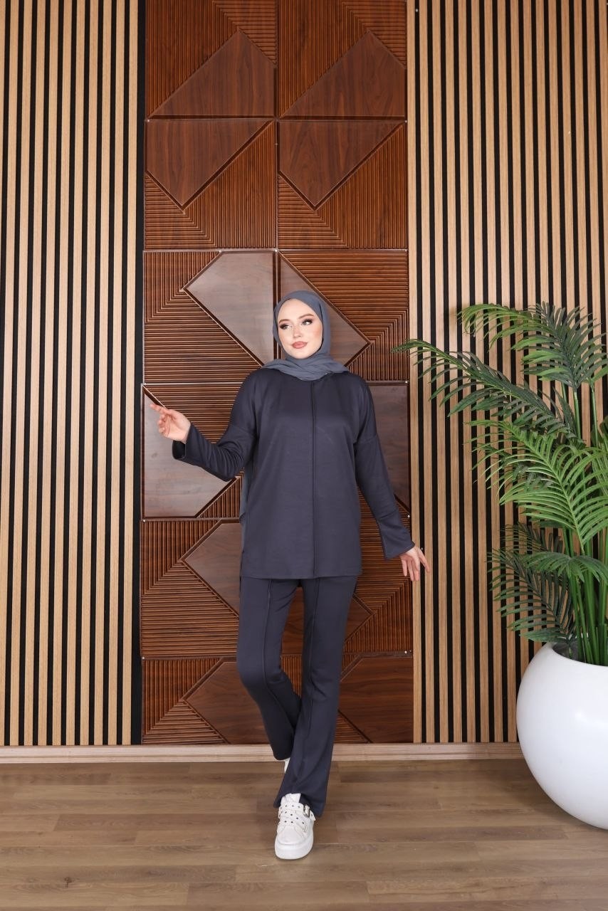 Trendparis Günlük Dikiş Detaylı Rahat Takım Lacivert görsel 5