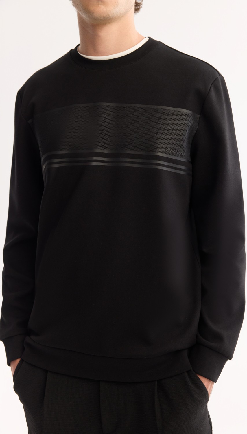 AVVA Erkek Siyah Bisiklet Yaka Pamuklu Bi-Stretch Baskılı Regular Fit Sweatshirt A52Y1215 görsel 8