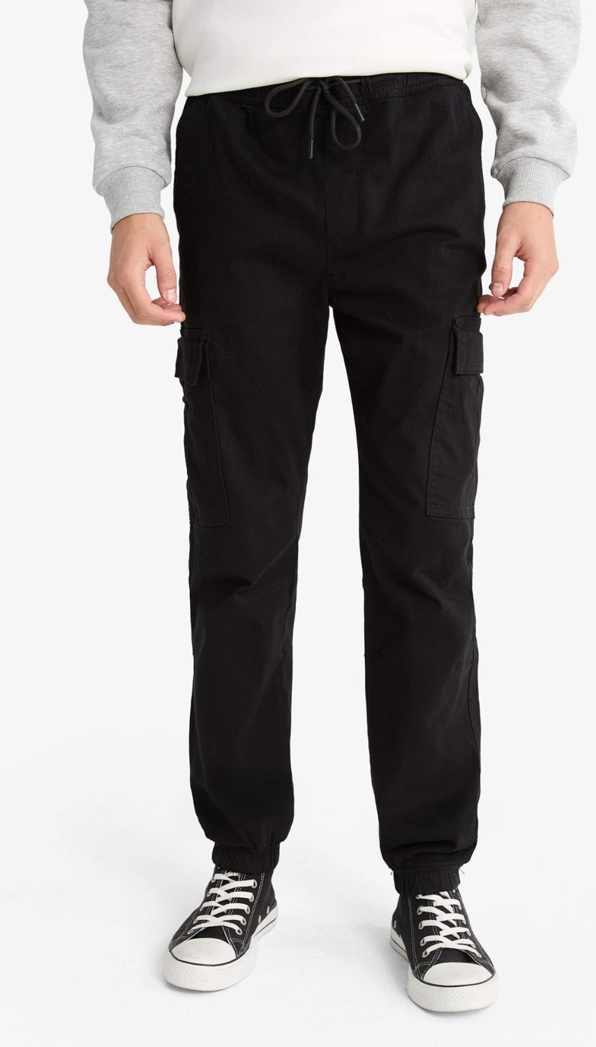 DeFacto Regular Fit Beli Bağcıklı Kargo Cepli Jogger Pantolon F4681AX25AU görsel 6