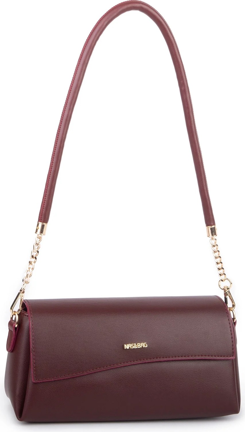 Nas Bag Kadın Sade Şık Omuz ve Çapraz Çanta (En 24 cm ;boy 12 cm ) Bordo görsel 6