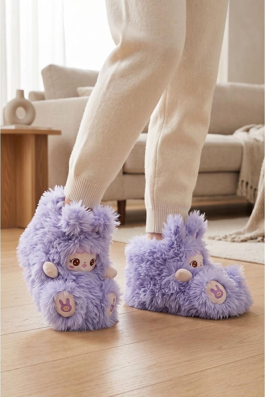 Twigy Twıgy Tw Lıngo Mor Kadın Hayvanlı Panduf 36/41 görsel 3