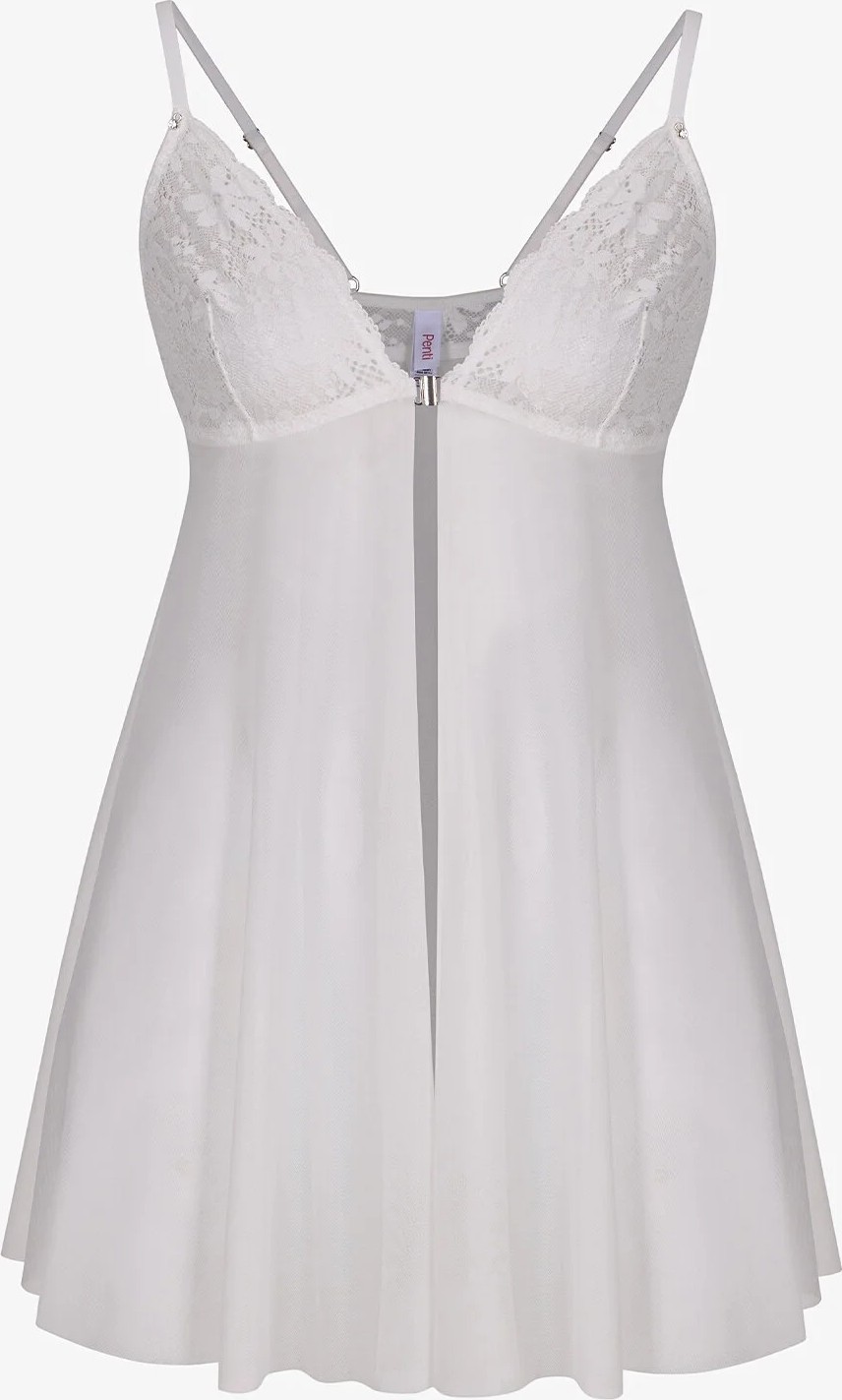 Penti Kırık Beyaz Front Opening Çiçekli Babydoll