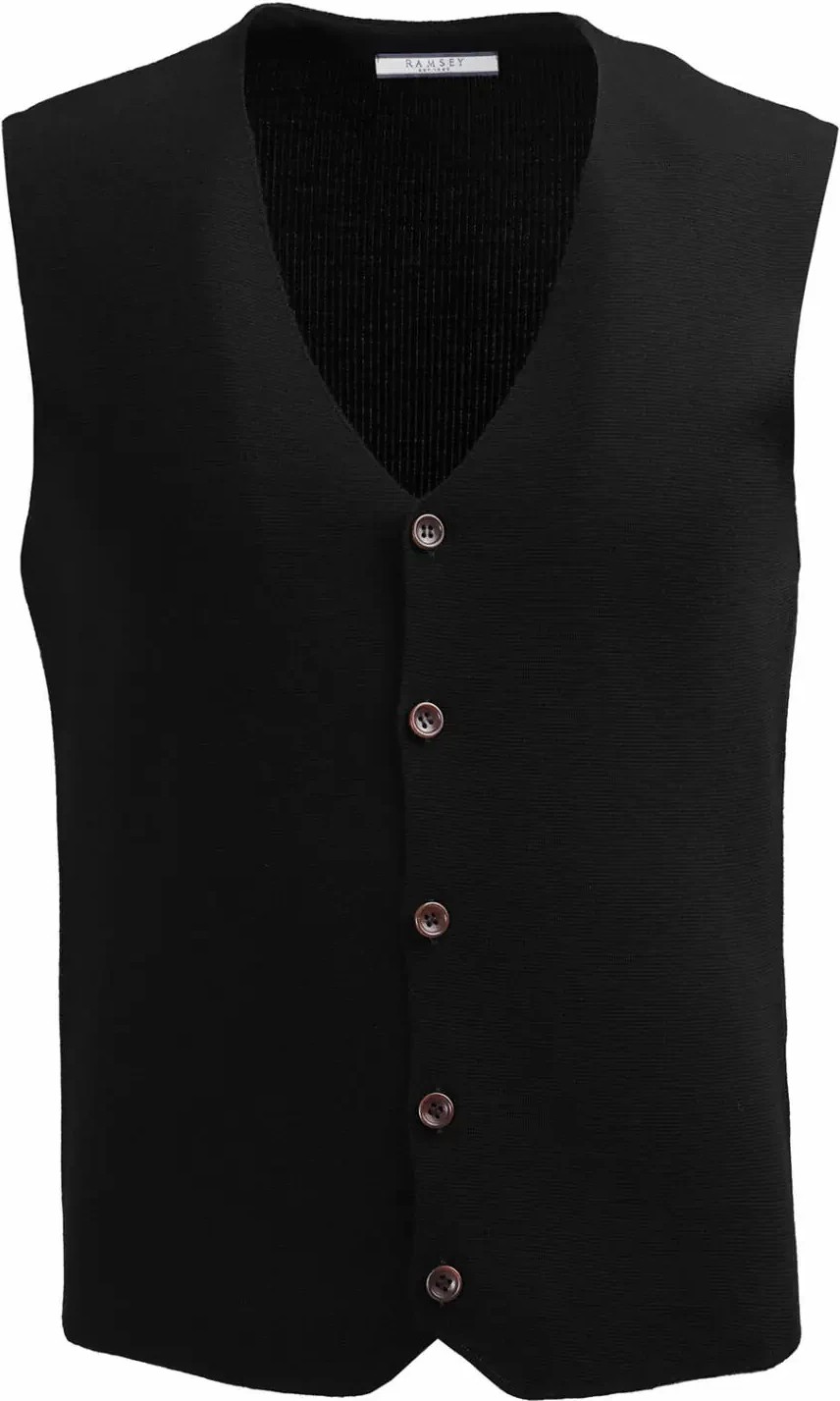 Ramsey Siyah Regular Fit V Yaka Casual Örme Triko Yelek görsel 7